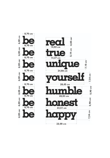 Siyah Be Real Be Yourself Ahşap Mdf Dekoratif Duvar Yazısı-Yeni