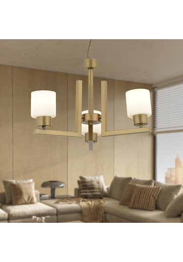 Torqu 3 Lü Eskitme Boyalı Beyaz Camlı Modern Genç Odası Yatak Odası Salon Avize