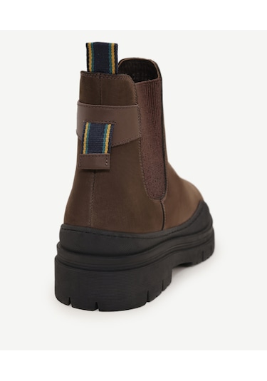 Yargıcı Kalın Tabanlı Deri Lastikli Bot Brown Kahverengi