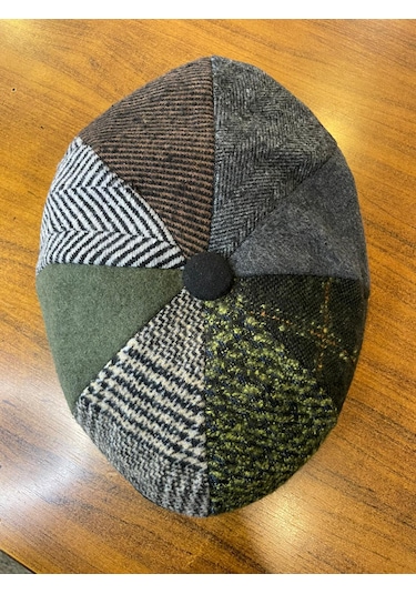 Hamze Peaky Blinders Tarz İngiliz Model Balıksırtı Desen Kaşe Kumaş Kasket Şapka Çok Renkli