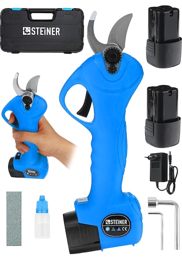 Steiner 128 Vf 10 Ah Kömürsüz Motor Akülü Bağ Makası Çantalı Mavi