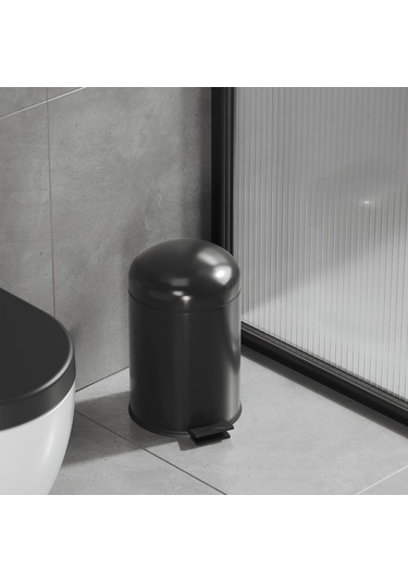 Aqua Bagno Smile Çöp Kovası -pedallı 5 Lt. , Mat Siyah