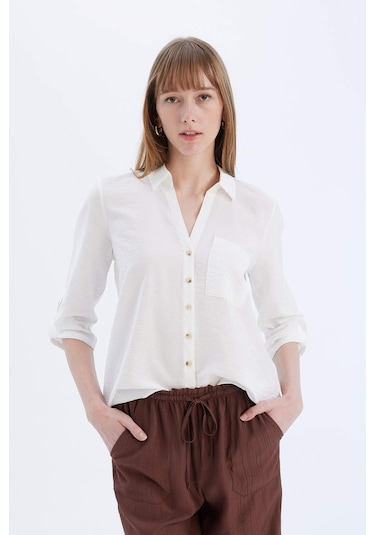 DeFacto Regular Fit Basic Düz Uzun Kollu Gömlek M9407AZ25SPWT16 DeFacto Regular Fit Basic Düz Uzun Kollu Gömlek M9407AZ25SPWT16
