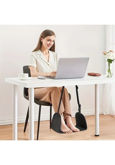 Elmpaly 1 Adet Sert Tabanlı Ayak Askılı Uçak Ayaklığı Ayarlanabilir Ayak Yatağı Seyahat İçin İdeal Destek Plakalı Kalın Hafıza Köpük Dolgulu -