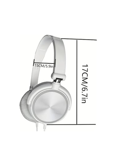 Oldfriend Beyaz Kablulu Kulaklık, Katlanır Bas Ve Mikrofonlu, 47.24 İnç Kablo, 3.55mm Jak