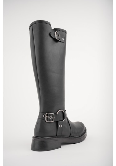 Muggo Gisele Fermuarlı Kemer Detaylı Kadın Kışlık Çizme 001