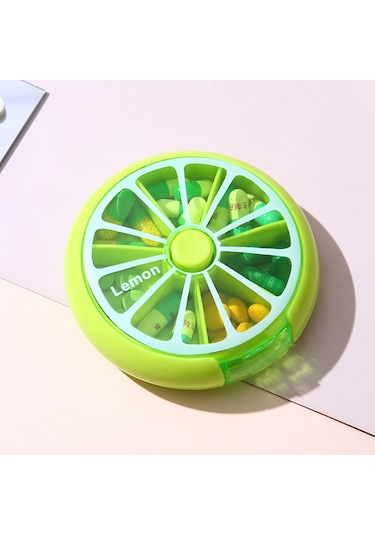 Mufunye 7 Günlük Döner 3 Bölmeli Mini İlaç Kutusu, Tıbbi Plastik, Taşınabilir, Gizli Kilitli Turuncu