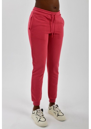 Kadın Yanları Cepli Beli Büzgülü Jogger Eşofman Altı Gülkurusu