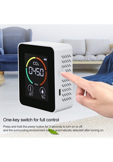 Butuglobal Xy-t01 3'ü 1 Arada Sıcaklık Nem Ve Co2 Ekranlı Hava Kalitesi Dedektörü, Kızılötesi Sensör Siyah