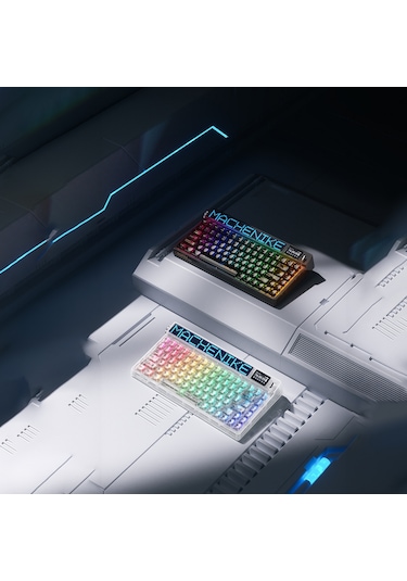 Machenike KT84-B84W Tri-Mode Gateron White Switch LCD RGB İngilizce Oyuncu Klavye