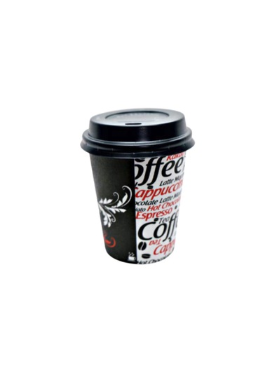 7 oz Siyah Beyaz Kapak Sertifikalı Otomat Karton Bardak 100 Adet