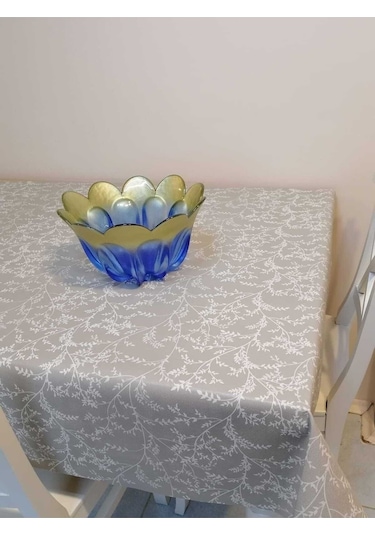 Elyaflı Pvc Muşamba - Desenli Silinebilir Masa Örtüsü 02mrl203c Gri