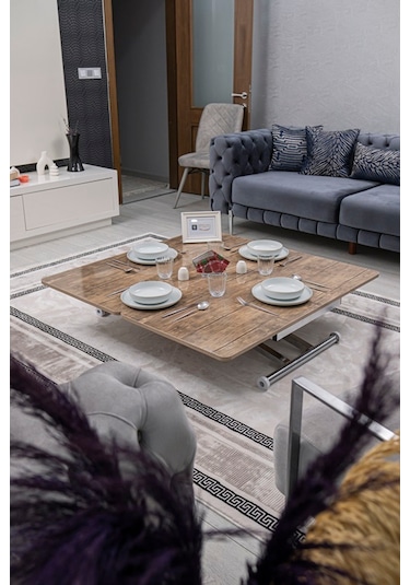 Home Üst Tabla Mdf Antiklayt Oval Köşe Alt Krom