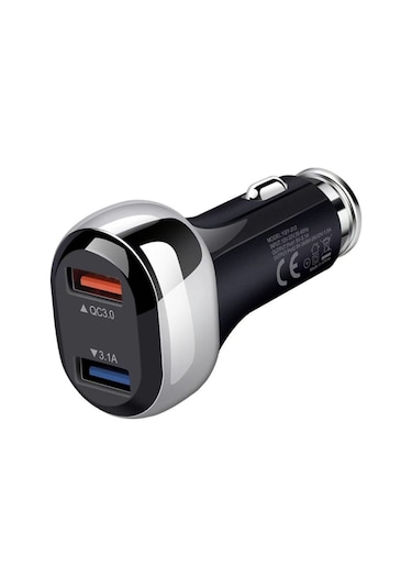 Sones Ysy-312 2'si 1 Arada 18w Taşınabilir Qc3.0 Çift Usb Araç Şarj Cihazı + 1m 3a Usb'den Usb-c'ye / Type-c Veri Kablosu Seti Siyah