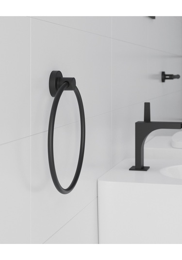 Tecno Black Havluluk, Yuvarlak, 21 Cm - Mat Siyah Mat Siyah