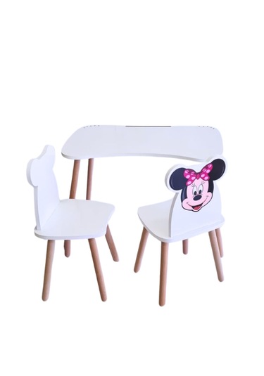 Çocuk Aktivite 1 Masa 2 Sandalye Takımı 4-12 Yaş Minnie Mouse