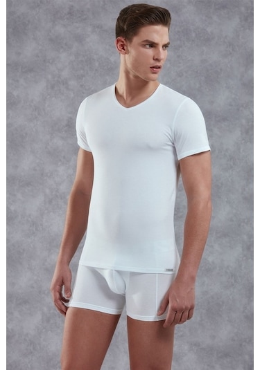 Doreanse Erkek Modal V Yaka Kısa Kol T Shirt 2855