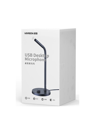 Ugreen Standlı Masaüstü Bilgisayar Usb Mikrofon, Siyah, 90416