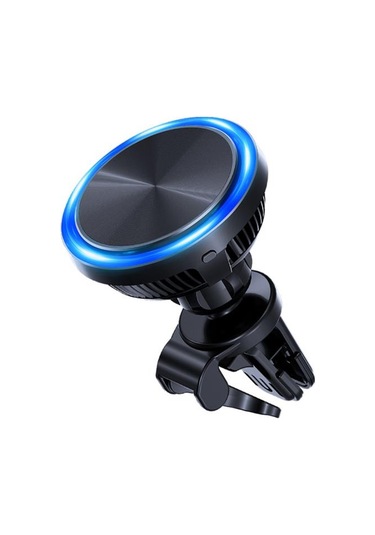 Gw02 Izgara Klipsli Işıklı Soğutmalı Ayaklı 30w Kablosuz Şarjlı Magsafe Araç İçi Telefon Tutucu Siyah