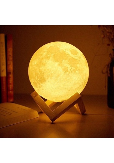 Mobgift 3d Ay 36 Cm Standlı Gece Lambası Sarı/gün Işığı Sarı