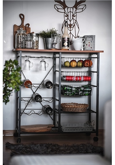 ÇOK AMAÇLI ADA MASA METAL MUTFAK BAR BANGO TEKERLEKLİ SEBZELİK