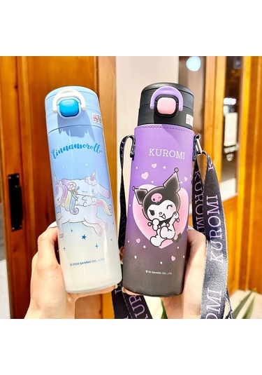 Termos Şişe Sevimli Öğrenci Spor Uygun Büyük Kapasiteli Doğrudan Diğer Siyah Mor
