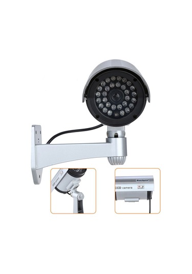 Samdoo Güvenlik Simülasyon Kamerası: Aydınlatmalı, Açı Ayarlanabilir, Gümüş Rengi, Batarya Hariç, Ev/ofis/market Güvenliği İçin