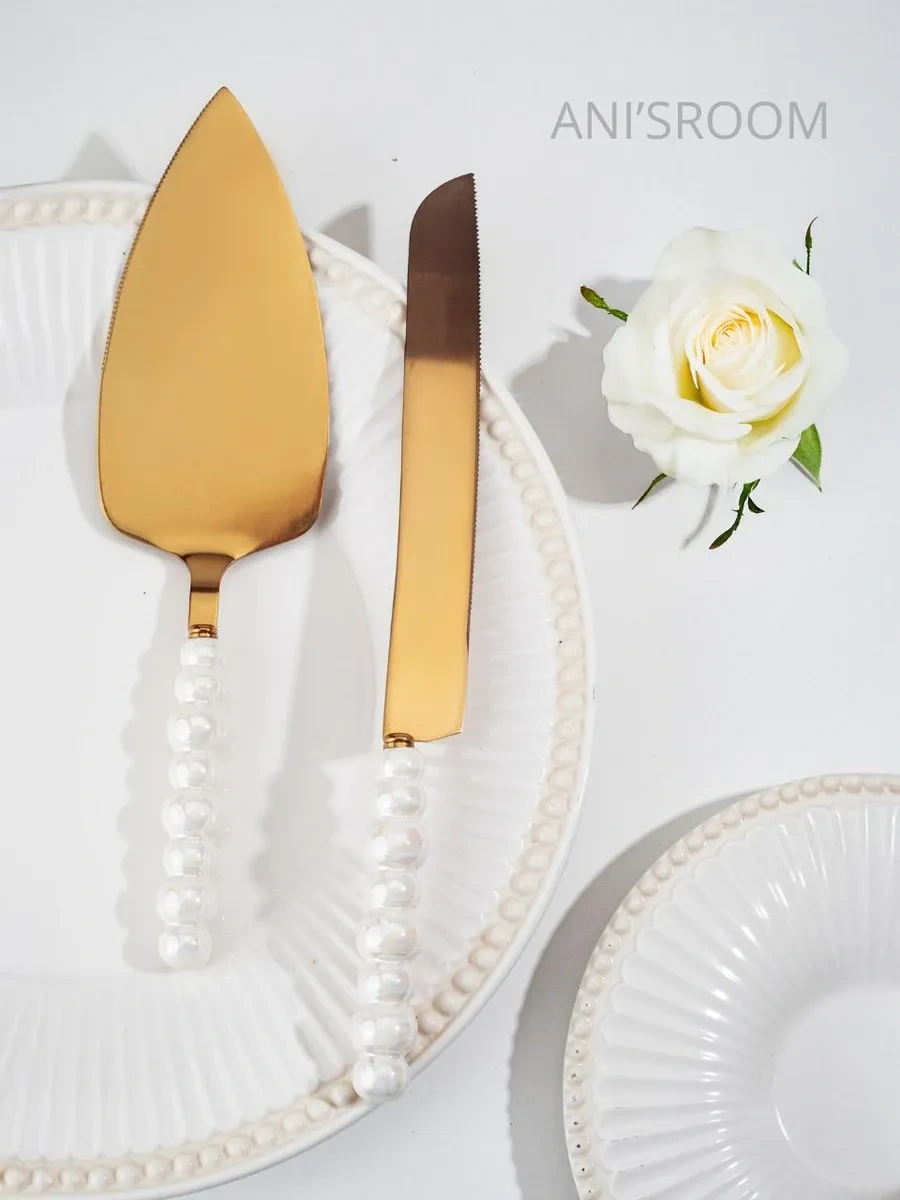 Anı'sroom Pasta Soyma/servis İçin Bıçak Ve Spatula Seti 296459376 Altın Rengi