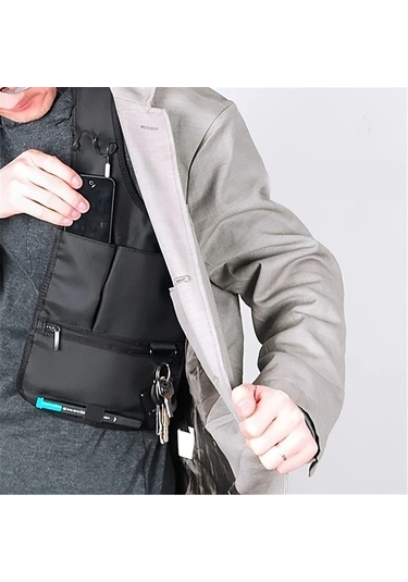 Globalbloom 1 Adet Erkek Hırsıza Dayanıklı Koltuk Altı Çantası Tablet Cebi Kartlık Siyah Siyah 1 Adet