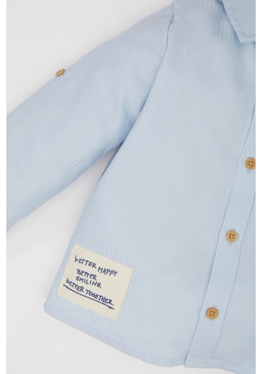 DeFacto Erkek Bebek Jakarlı Uzun Kollu Gömlek D9336A525SPBE343 Mavi