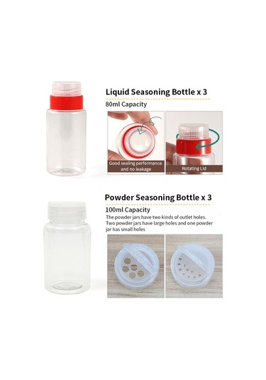 Symbee Taşra Piknik Ve Kamp İçin 6'lı Taşınabilir Baharat Seti - Sıvı Ve Toz Baharatlar İçin Pet Şişeler İle Oxford Bezi Çanta Kahverengi