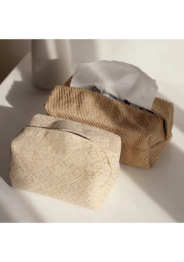 A-nordic Pamuk Keten Kağıt Havlu Kutusu Basit İçbükey Kağıt Çekmece Saklama Çantası Araba Doku Tutucu Ev Yemek Masası Doku Kutusu