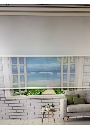 Çift Mekanizmalı Tül Ve Stor Perde - Model 9 Beyaz