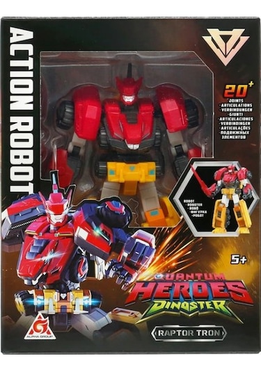 Dinoster Aksiyon Robot Raptor Tron - 2'si 1 Arada Dönüşen Figür 24 Cm