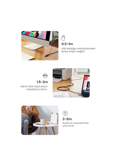 Ugreen Usb 3.0 Uzatma Kablosu 1.5 Metre, Siyah, 30126