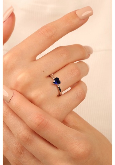 Çgkmücevherat Mavi Kalp Taşlı Altın Yüzük Klpyzk001 Gold