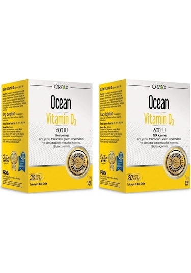 Ocean Vitamin D3 600 IU Sprey 20 ML 2 Adet