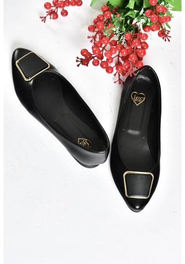 Fox Shoes P726776309 Siyah Toka Aksesuarlı Kadın Babet Siyah