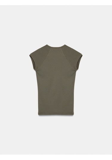 Dilvin 32894 V Yaka Fit T-shirt-haki