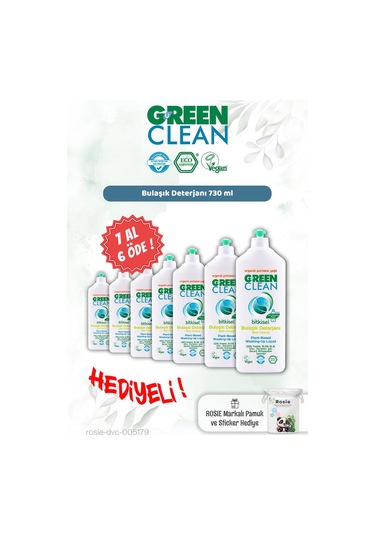Green Clean Elde Bulaşık Det. 730 Ml 7 Al 6 Öde Ve Rosie Hediye