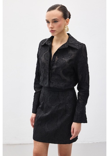 Sateen Belica Gömlek - Siyah-137146 Siyah