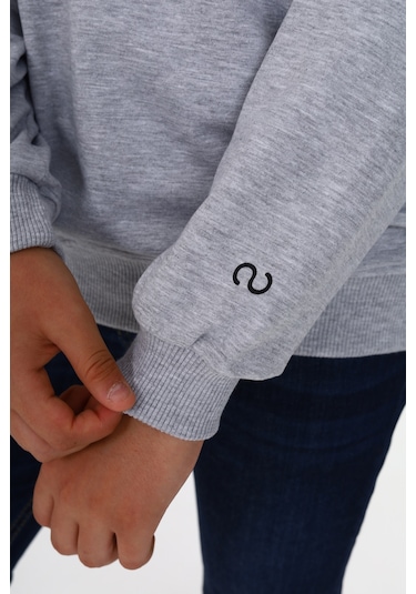 Toontoy Erkek Çocuk Polo Yaka Tnty Baskılı Sweatshirt Gri Melanj