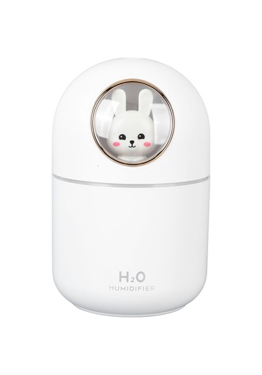 Kosona 300ml Usb Nemlendirici Aromaterapi Fönü - Sürekli/ardışık Mod, Otomatik Kapatma, Ultra Sessiz, Ev/ofis/araç İçin Beyaz Tavşan Desenli Işıklı