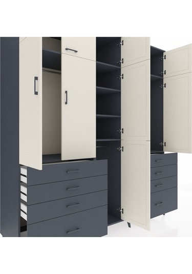 Kronos Dolap 8 Raflı 8 Çekmeceli 3 Askılı 220x59x243 Antrasit-aytaşı/antrasit Aytası/antrasıt Kronos Dolap 8 Raflı 8 Çekmeceli 3 Askılı 220x59x243 Antrasit-aytaşı/antrasit Aytası/antrasıt