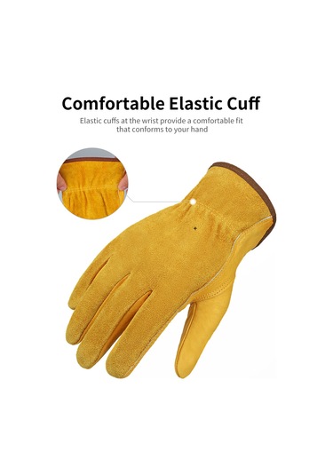 Kangvka S Boyutu Sarı İnek Derisi İş Eldiveni - Kaymazlı Dayanıklı - Elektrik Kaynağı, Araç Tamiri, Bahçecilik Koruması
