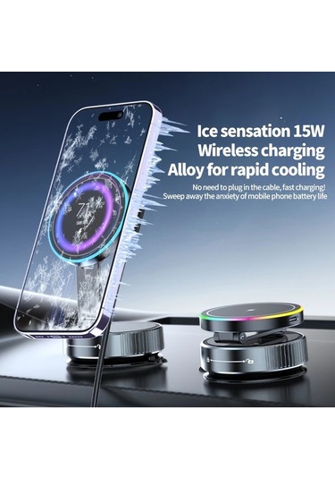 Willowhaven Siyah K3 Kablosuz Sarjli Gelistirilmis Vakumlu Manyetik Arac Telefon Tutucu Super Guclu Emisli Evrensel