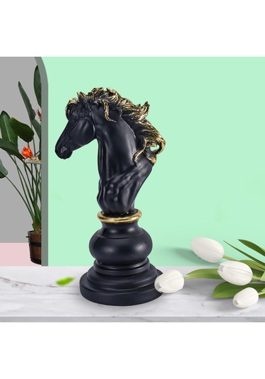 Yaozixa Resin Simülasyon Satranç Figürü: Kral, Kraliçe Ve At Desenli Ev Dekorasyonu - Sanatsal Ev Ve Mağaza Açık Art Köşe Takımı