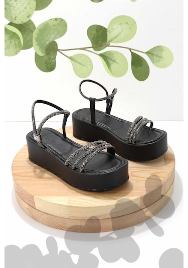 Siyah Platin Kadın Sandalet K05197222209 Siyah Platin