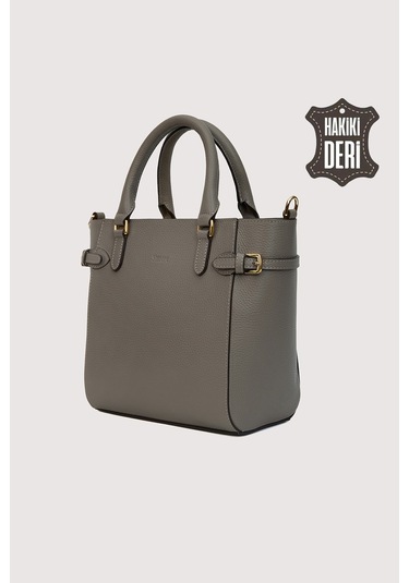 Hakiki Deri Kadın El Çantası Vizon Smr7922 Vizon