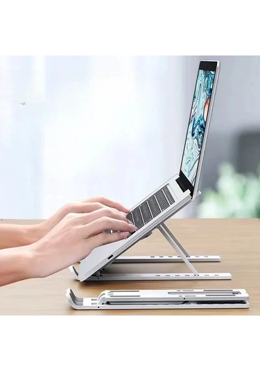 Dizüstü Bilgisayar Standı, Katlanabilir Kaldırma Tabanı, Tablet Standı, Masaüstü Taşınabilir Tutucu Beyaz